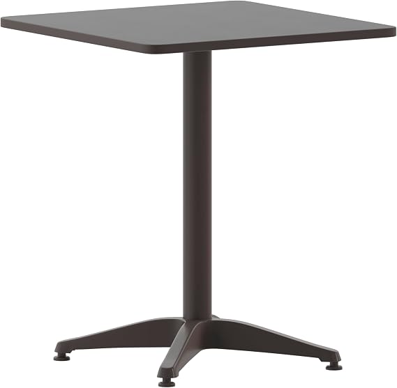 Flash Furniture Mellie 23.5'' Square Aluminum Indoor-Outdoor Table with Base, Bronze