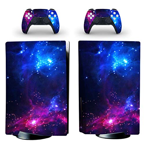 Standard Console Skin Controllers Sticker Decals Nebula Space Compatible with PS5 Standard Disc Console