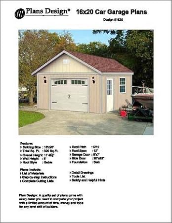 16' X 20' Car Garage/workshop Project Plans -Design #51620
