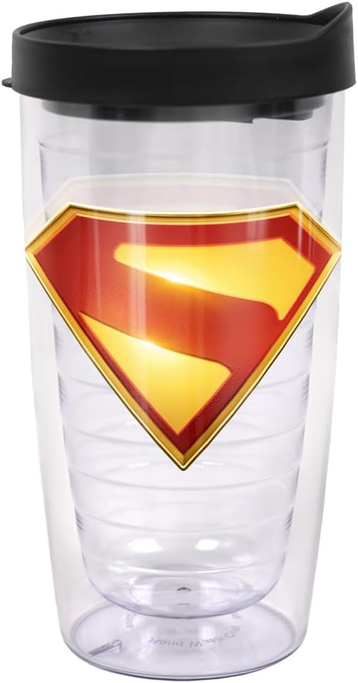 Superman 2025 New Logo Color Double-Walled Plastic Travel Tumbler, 16oz.