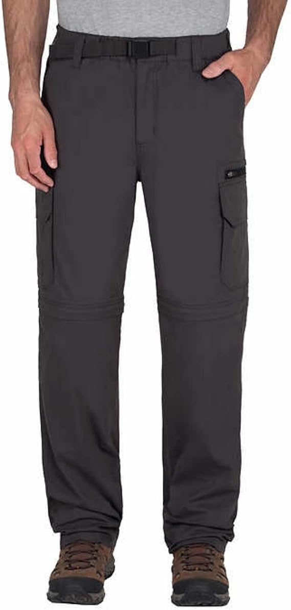BC Clothing Men's Convertible Cargo Hiking Pants Shorts (Small X 34, Charcoal)