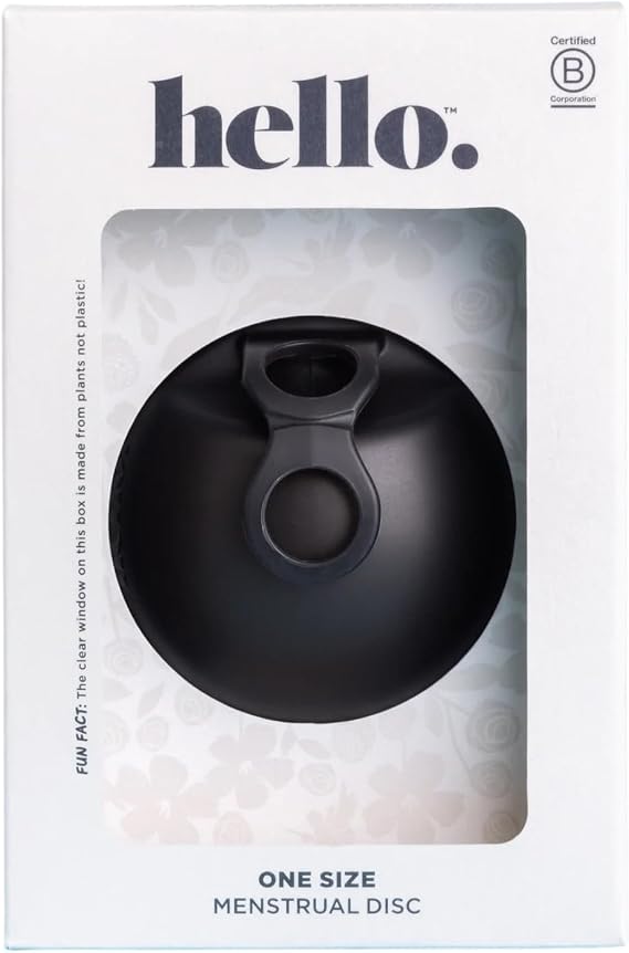 Menstrual Disc | Award Winning Reusable Soft Flexible Period Disc | Capacity of 10 Tampons | Double Loop Tab for Easy Removal, Leak Proof Alternative to Pads & Tampons (Black)