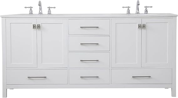 Elegant Kitchen and Bath 72 inch Double Bathroom Vanity Cabinet - White