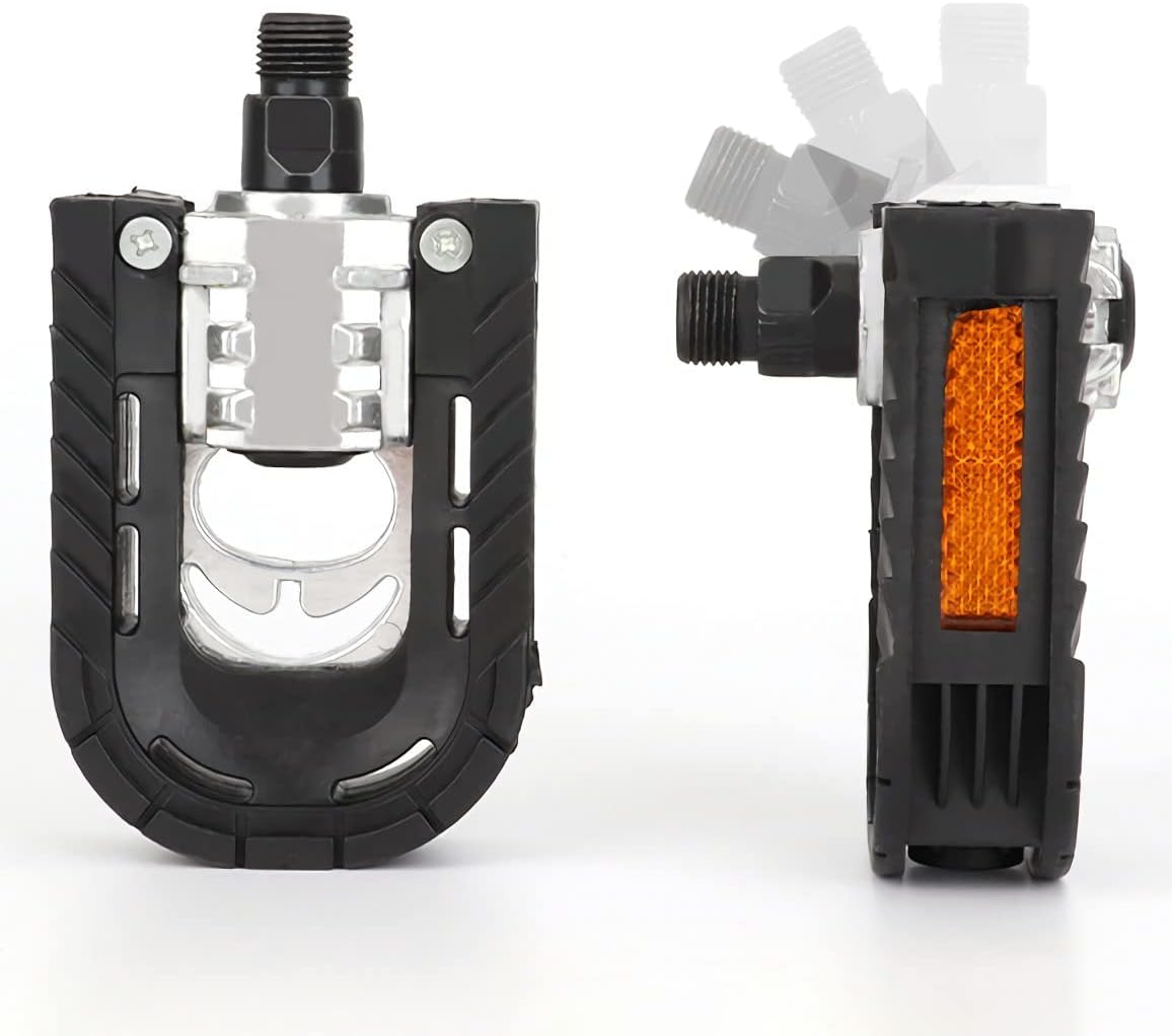 Folding Bicycle Pedals, Aluminium Folding Pedals with Reflectors, Waterproof, Φ. 14 mm 916 Inches, Easy to Fold, StZVO Equipment, for Pedelec, MTB, Folding Bike, Road Bike