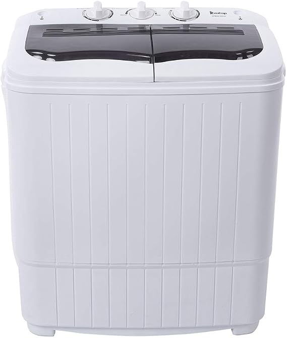 Twin Tub Design Washer Large Power Semi-automatic Washing Machine Energy Saving (Grey cover plate 14.3lb)
