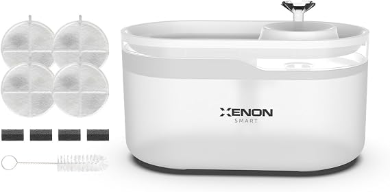 Xenon Smart Akıllı Otomatik Kedi Su Pınarı Pet Çeşmesi Evcil Hayvan Sebili ve 4 Adet Su Pınarı Filtresi 2' li Pet Ürünleri Seti (Şeffaf) [Enerji Sınıfı A+]