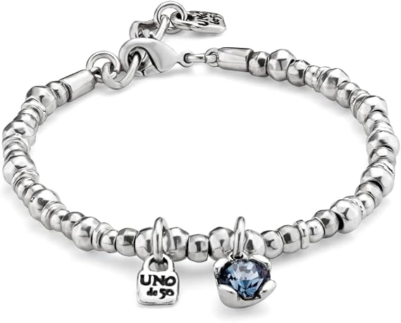 Uno de 50 ATTRACTIVE Bracelet, Sterling Silver-Plated, Blue Faceted Crystal, Lobster Claw Clasp, Charismatic Collection