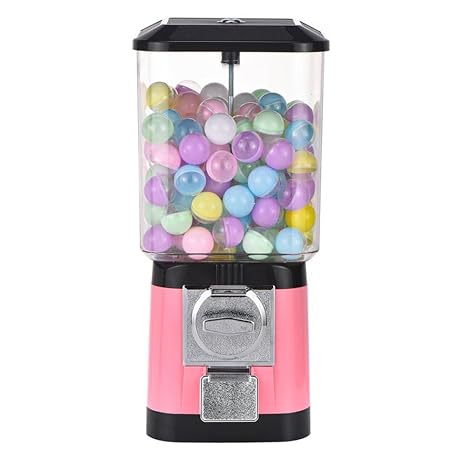 Gashapon Machine and Candy Vending Machine, Coin-Operated Bubble Toy Capsule Dispenser for Kids, Bubble Ball Gift Surprise Toys for Party, Carnival, Home Play(Pink)