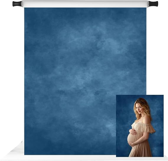 Kate 5x7ft Blue Abstract Photography Backdrop, Textured Portrait and Headshot Background for Photo Studio, Fabric Photoshoot Backdrop