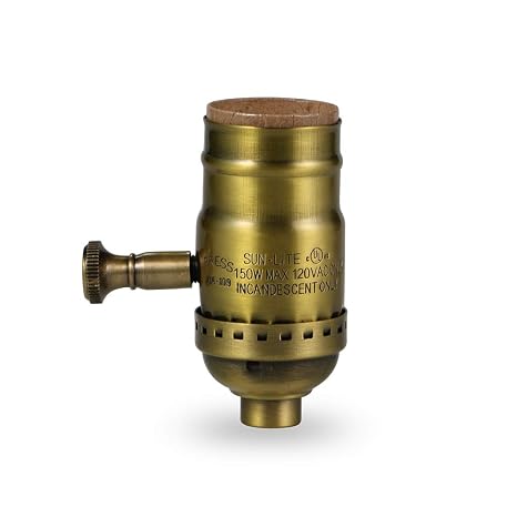 Antique Full Range Dimmer Socket Incandescent Lamp Holder Vintage Edison Pendant Light Socket E26 150 Watt 120 Volt (Brass-1Pack)...