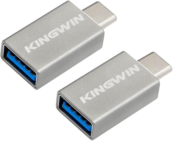 Kingwin USB C Adapter, Aluminum USB Type C to USB 3.0 Converter Connector, Data Sync & Charging for MacBook Pro, Chromebook, Pixel, Galaxy S8+, S9, Other Type C Devices, and More [Space Gray]