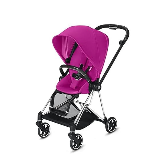 Cybex Mios 2 Complete Stroller, One-Hand Compact Fold, Reversible Seat, Smooth Ride All-Wheel Suspension, Extra Storage, Adjustable Leg Rest, XXL Sun Canopy, in Fancy Pink with Chrome/Black Frame
