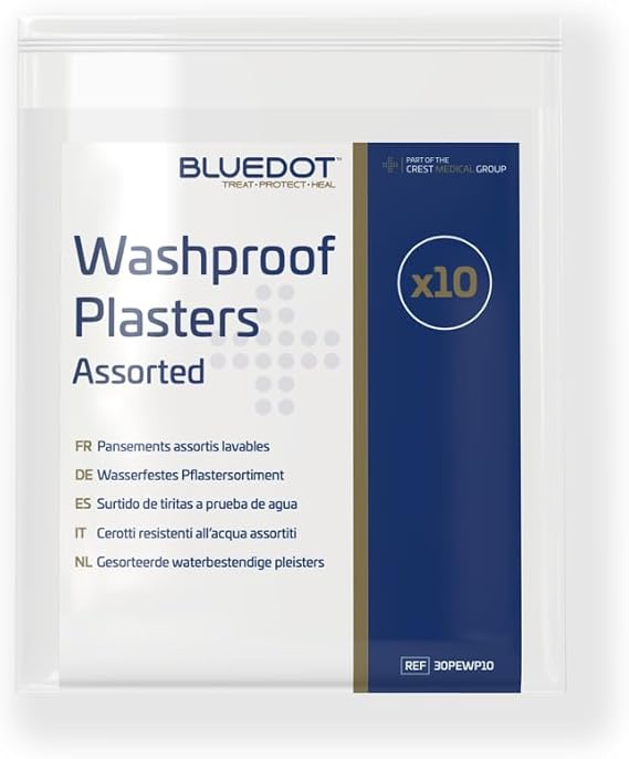 Blue Dot Assorted Washproof Plasters 10-Piece