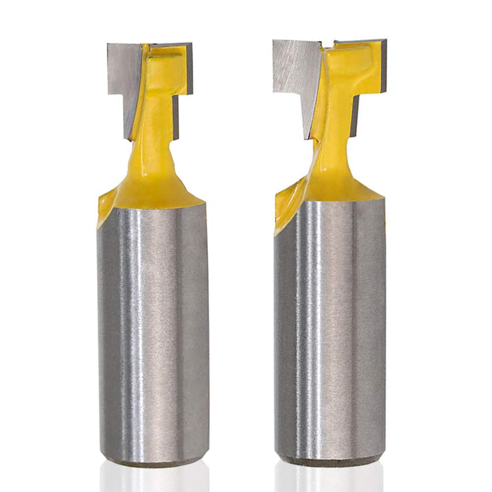 Saiper 12 Inch Shank Keyhole Router Bit Set T-Slot Woodworking Grooving Router Bits 38 & 12 Inch Blade Diameter Slotting Milling Cutter for Power Tools