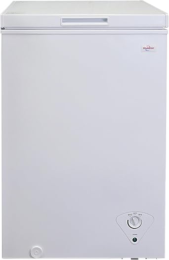 Koolatron Deep Freezer - Chest Freezer, 1 Wire Basket, Garage Ready, Meat Storage, Front Drain, Congelador For Home, Apartment, Basement, Dorm, Cottage, Manual Defrost, Stand Up, 3.5 Cubic Feet, White
