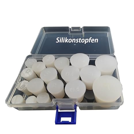 Silicone Plugs 8 mm to 37 mm Silicone Plugs Conical Set 18 Pack a Selection of Stoppers from Size #000 to #7 Used for Sealing Balloon Bottles Also For Tapping Holes During Powder Coating
