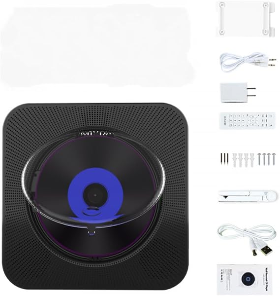 BERO Home wall mounted bluetooth player repeater vinyl retro album disc learning English remote control player-black