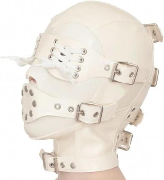 Latex Hood Full Face Hood with Removable Blindfold and Mouth Back Zipper for Cosplay Handmade Unisex