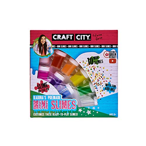 Craft City Karina Garcia DIY Mini Slime Kit | 10 Pack | Pre-Made Slime, Rainbow Colors | Ages 8