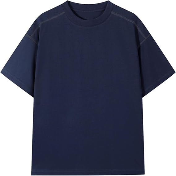 Women and Men's T-Shirts Short Sleeve Solid Heavyweight Cotton Drop Shoulder Tshirts for Unisex Adult M-3XL