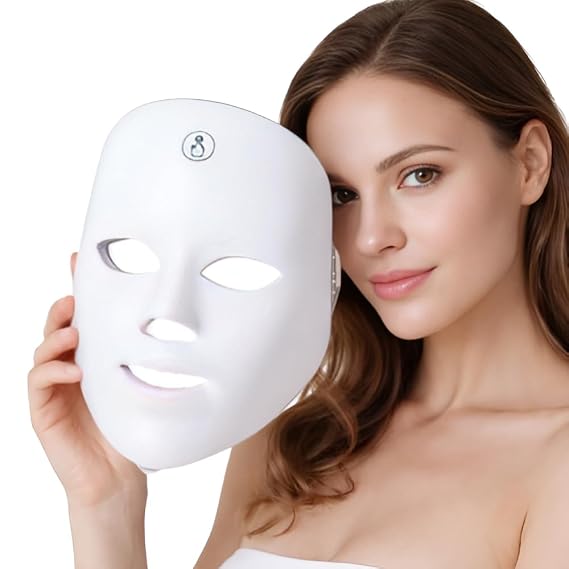 LED Face Mask, 7 Color Red Light Therapy, Rechargeable