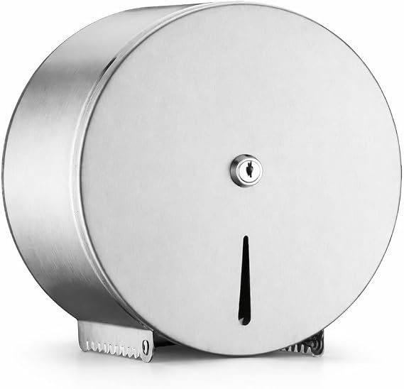 Aqua Bagno Basic Jumbo Tuvalet Kağıtlığı Paslanmaz Çelik Mat Krom Kilitli Dispenser