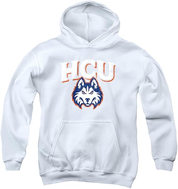 Houston Christian University Official Distressed Primary Logo Unisex Youth Pull-Over Hoodie