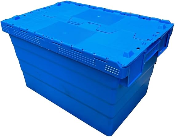 Solent Plastics 68 Litre Heavy Duty Colour Coded Attached Lid Containers - Available in 5 Colours! (SPKM365V-BLU-1)