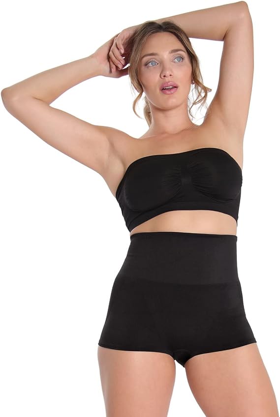 SlimMe High Waisted Tummy Control Boyshorts for Women, High Waisted Shapewear, Seamless Tummy Control Boyshorts - Small - Q2