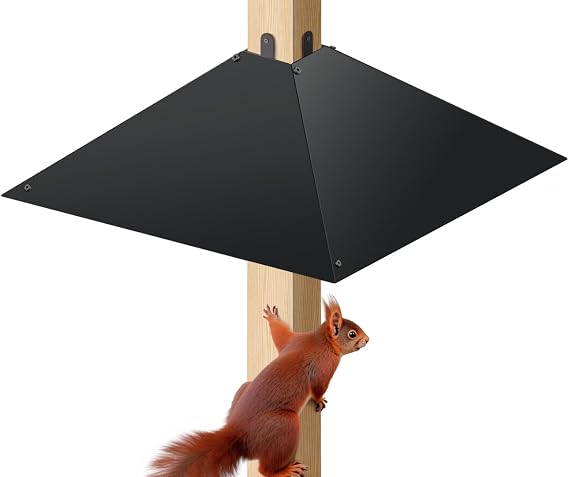 Garbuildman Metal Squirrel Baffle for 4x4 Timber Posts – 17 Inch Squirrel Proof Bird Feeder Guard, Outdoor Deterrent for Wooden Poles, 1 Pack