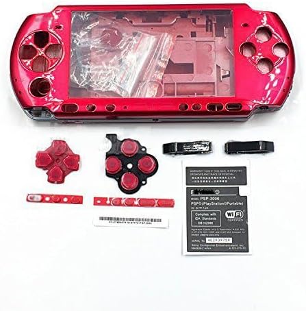 Replacement Full Shell Housing Case Cover with Buttons Kit Set For PSP 3000 PSP3000 (Red)