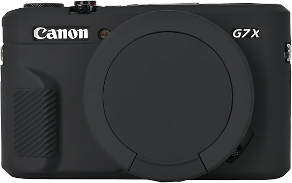 G7X Mark II Camera Case,Soft Silicone Protective Case Ultra-Thin Lightweight Cover for Canon PowerShot G7X Mark II Camera with Lens Cover (Black)