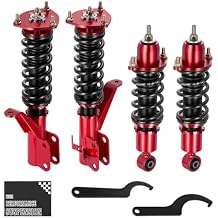 BDFHYK Coilovers Compatible with Honda Civic 2003-2005 1.3L l4, Civic 2001-2005 1.7L l4, Shock Absorber Replacement 4 PCS, Adjustable Height Coilovers Suspension Kit Lowering Kit, Red