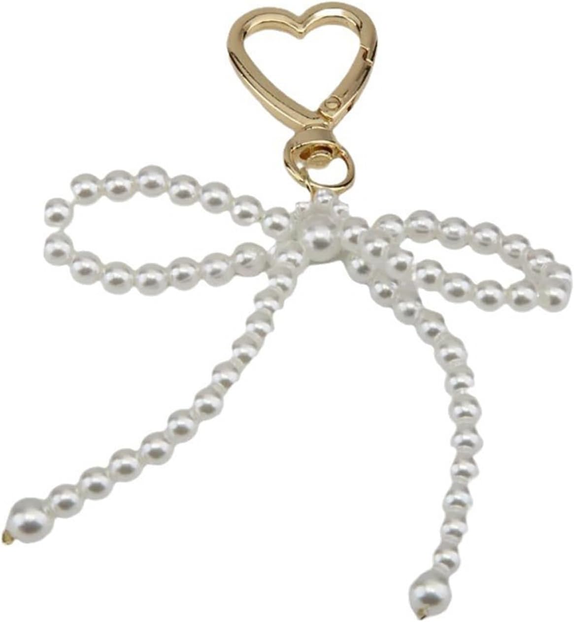 Pearl Bow Bag Charm for for Handbags, Cute Pearl Keychain Purse Charms Handbag Pendant for Women Girls