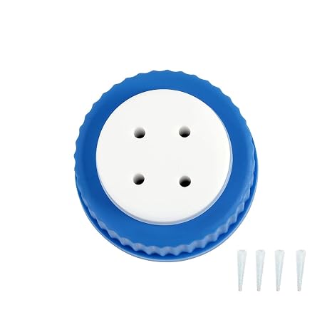 GL45 Safety Filling Caps Kit for Lab Media Bottles, 4-Port, 4 Holes 1/8 Inch OD Tubing, Pack of 2