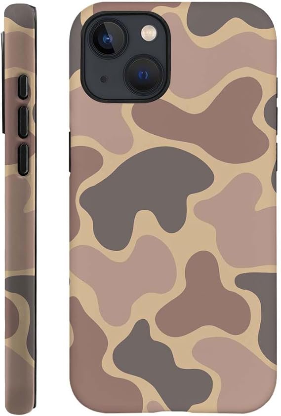 for iPhone 14 Case,HH2 Camouflage Camo Leaf Hybrid 2 Layer Hard Shell Silicone Protective Pattern Design Case for iPhone 13/iPhone 14