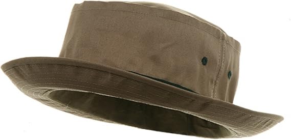 Mega Cap Big Size Roll Up Bucket Hat - Khaki with Dk Green M-L