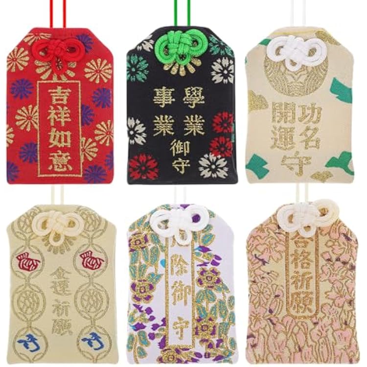 ABOOFAN 6 Pcs Japanese Omamori Charm Japanese Charms Good Luck Charms Omamori Charm for Car Home Bag Gifts, 25.00X5.20X0.50CM, P10S0MRE2245724FDN0CM