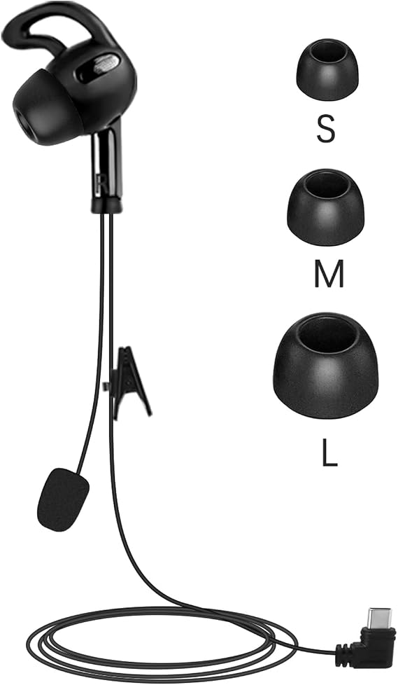USB Type C Right Ear Referee Earphone, Headset Earhook Earpiece Fit for Upgraded V6 V4 Soccer Football Coach Intercom Radio