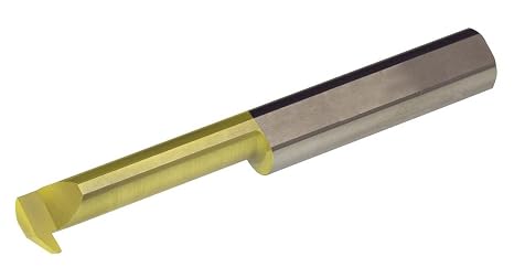 THINBIT RT61CRC MICROBIT TiN Coated Solid Carbide Reverse Profiling Tool, .375" Minimum bore, 1.250" Reach, Heavy Duty Elliptical Neck with .115" Projection and 3/8" Shank