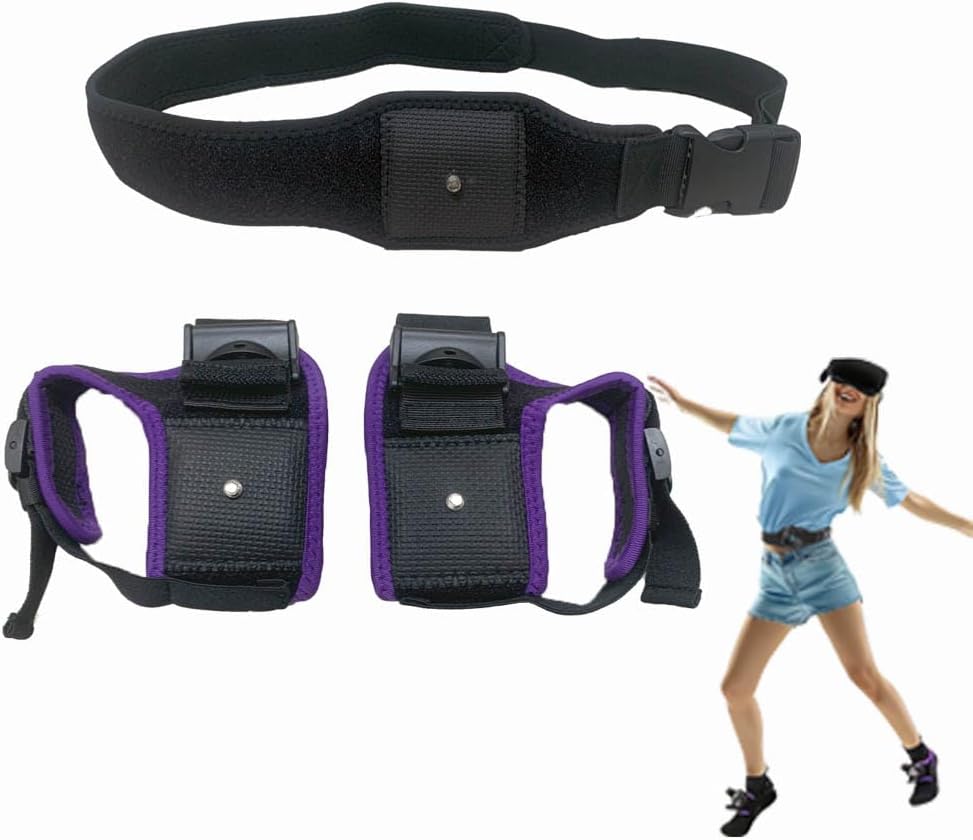 HTC Vive tracker foot and waist strap set, compatible with HTC Vive (1.0, 2.0, 3.0) Ultimate Tracker and Tundra Tracker, suitable for VR fitness, VRChat, and animation production.