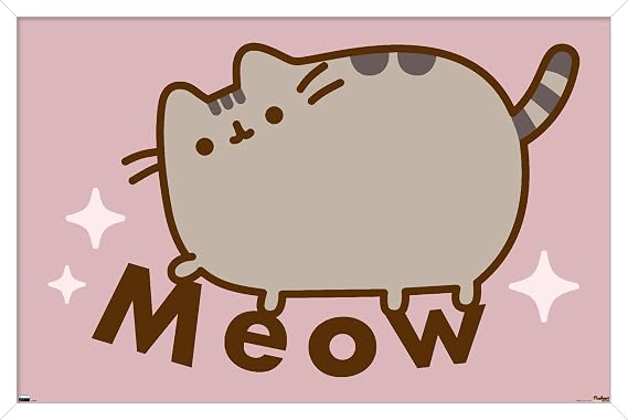 Trends International Pusheen - Meow Wall Poster, 34L x 22.4W, White Framed Version