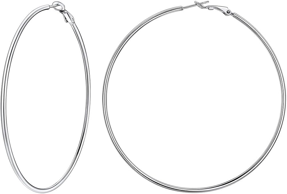 FaithHeart Silver/Black/Gold Stainless Steel Thin Hoop Earrings for Women
