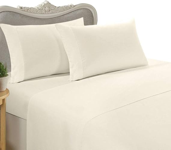 Luxurious 300 Thread-Count, Full Pillow Cases, Ivory Solid, Set of 2