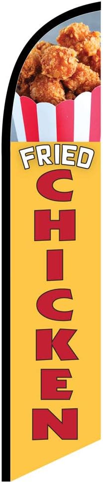 Fried Chicken (Golden/Red) 12ft tall Swooper Feather Flag Outdoor Advertising - Replacement Flag Only