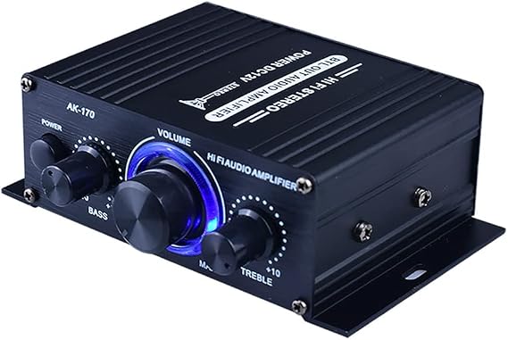 Mini Power Amplifier, DC 12V Home Audio Stereo Hi-Fi Power Amplifier, Music Receiver Dual Channel Power Amp with RCA Input for Speaker PC TV Cell Phone Car Vehicle