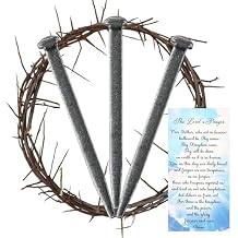 Sosation 5 Pieces Crown of Thorns Set Include 1 PC Christian Jesus 8 in Crown of Thorn and 3 Pcs Crucifixion Nails with Prayer Request Card for Christmas Jesus Christ Decor
