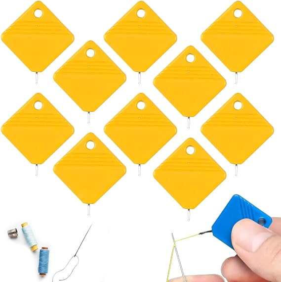 Simple Needle Threader, 2024 Newest Automatic Needle Threader Stringing Machine, Needle Threader for Hand Sewing, Automatic Sewing Machine Stringer, Sewing Supplies Tools (Yellow-10pc)