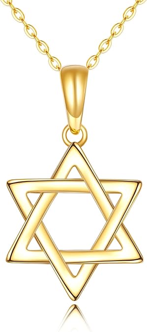KECHO Christmas Gifts 14K Solid Gold Star of David Necklace for Women Pentagram Necklace Peace Sign Pendant Birthday Mothers Day Jewelry for Mom Wife