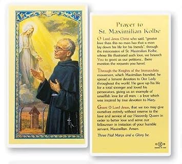 StealStreet SS-Wjh-E24-502 Prayer to Saint Maximilian Kolbe Clear Holy Cards